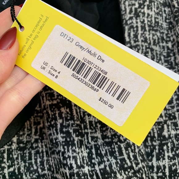 NEW! Karen Millen Black & White Wool Blend Contrast Dress, Size 4 - Picture 6 of 8